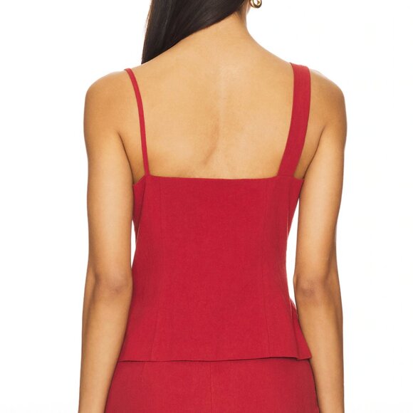 NEW 4th & Reckless Irisa Top in Red Button Up Cami Tank Camisole Small S - Picture 4 of 4